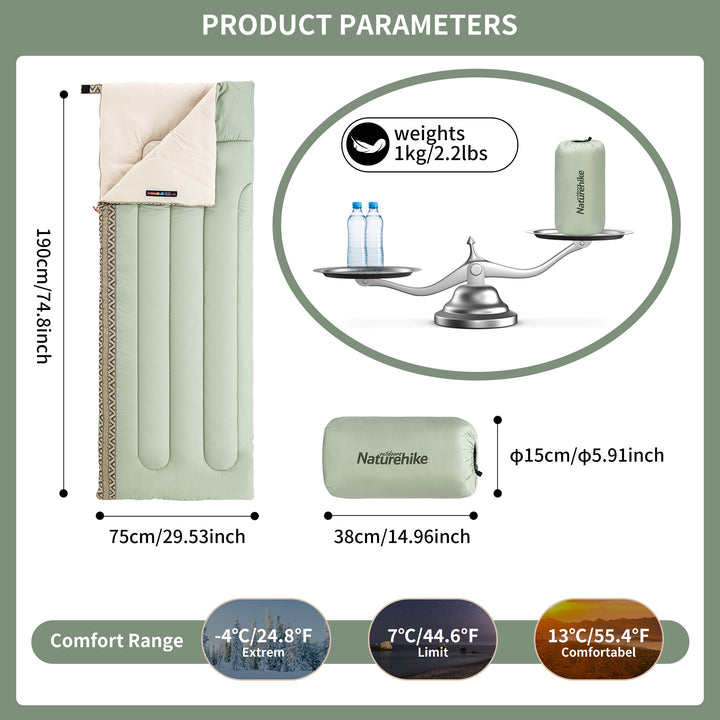 Linglong™ L150 Synthetic Sleeping Bag 55.4°F / 13°C - Naturehike