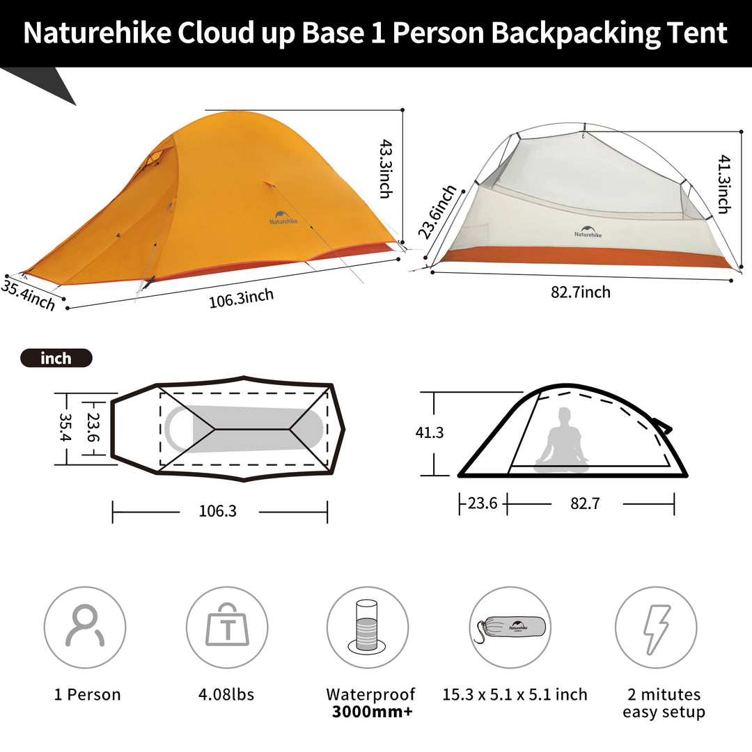 Cloud Up™ Base 1-Person Ultralight Backpacking Tent - Naturehike