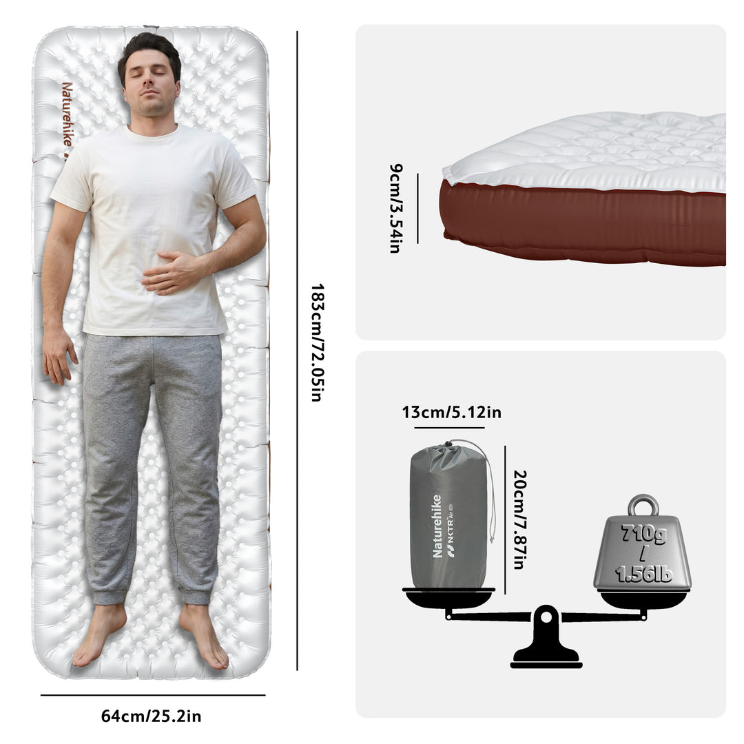 TuYe™ R5.8 Ultralight Inflatable Pad with Reinforced Sidewalls - Naturehike