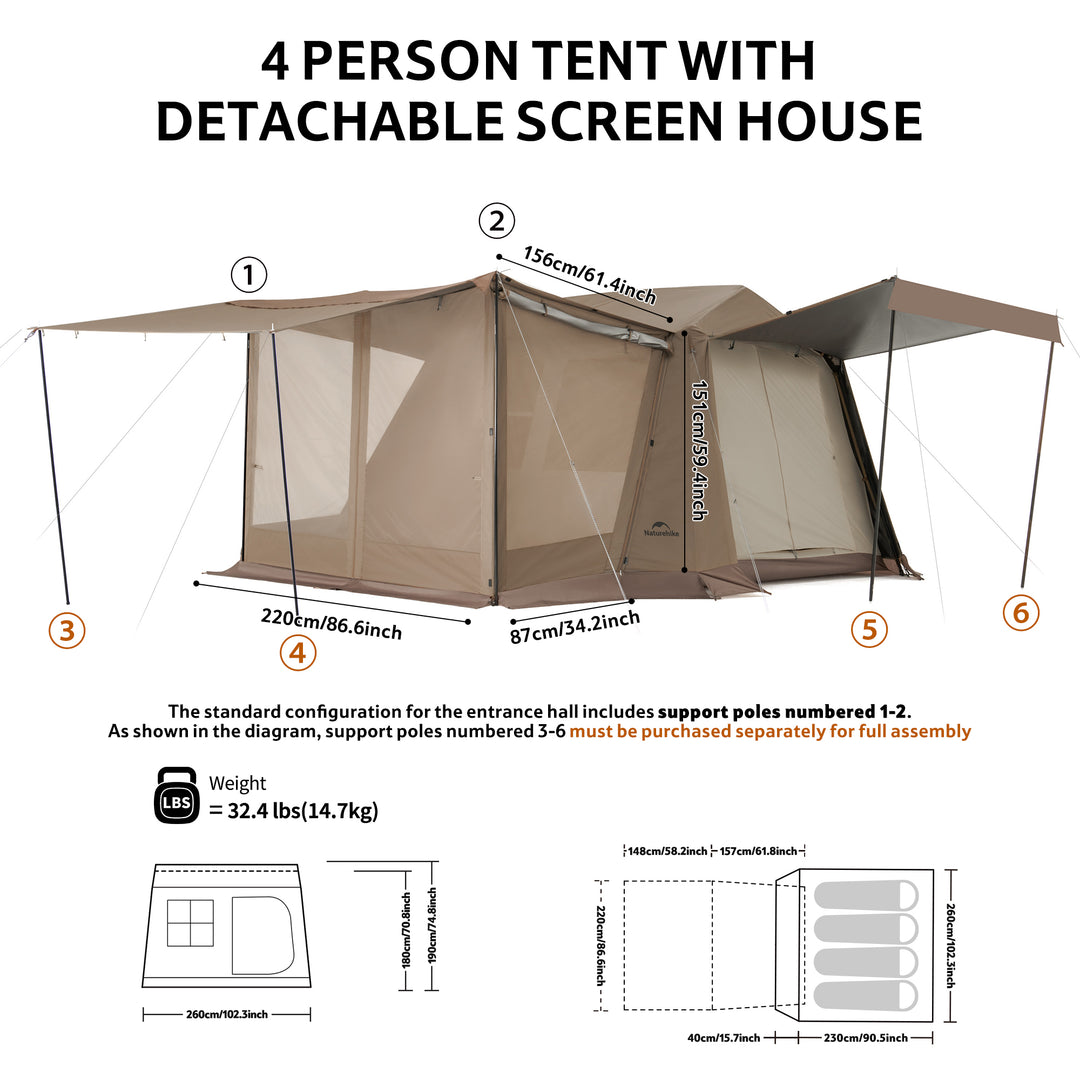 Village™ 6.0 Flagship 4-Person Instant Cabin Tent - Naturehike