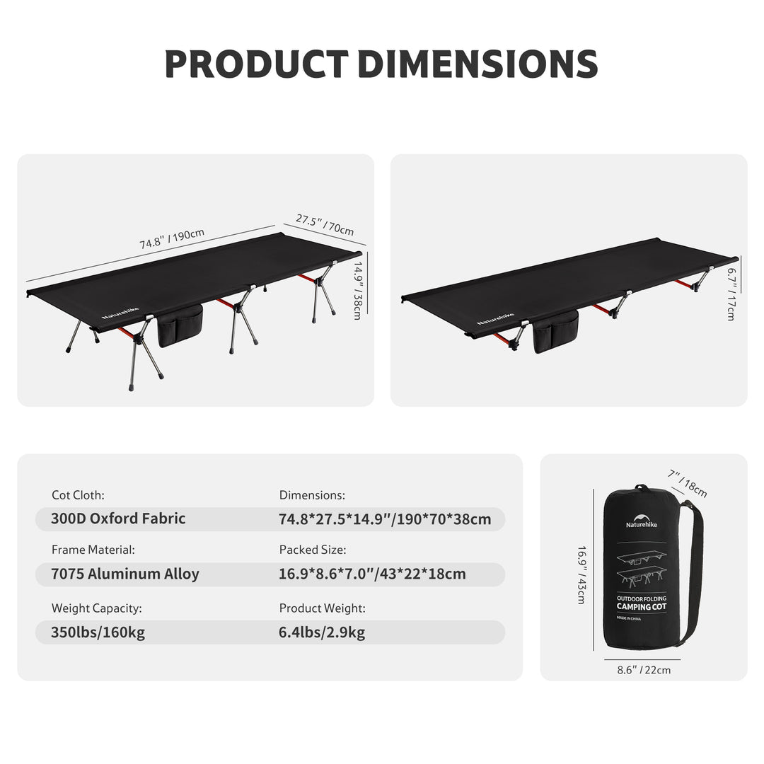 ArmyWild™ XJC04 Folding Camping Cot - Naturehike
