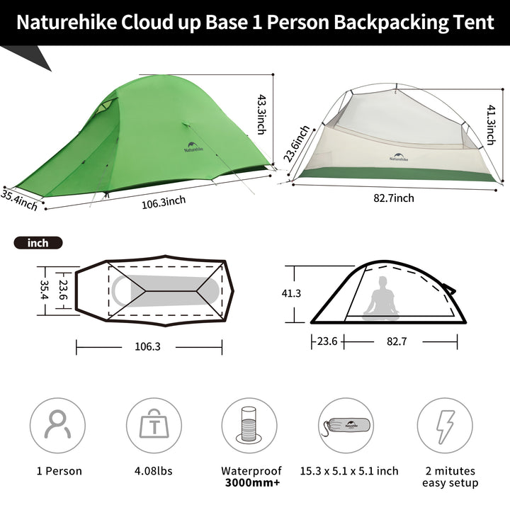Cloud Up™ Base 1-Person Ultralight Backpacking Tent - Naturehike