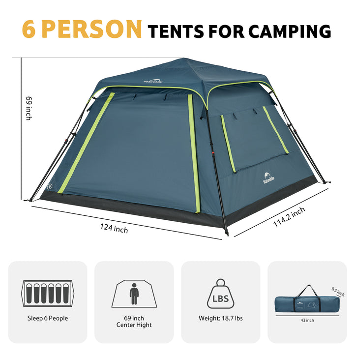 Cape™ Lite 6-Person Instant Cabin Tent - Naturehike