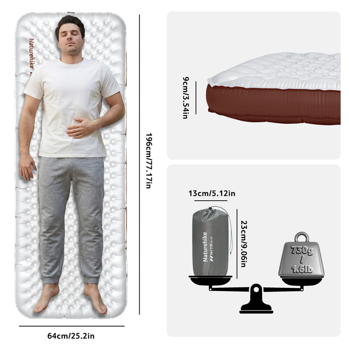 TuYe™ R5.8 Ultralight Inflatable Pad with Reinforced Sidewalls - Naturehike