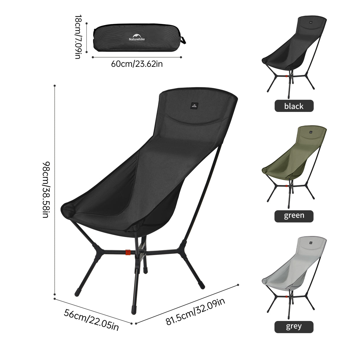 PeakLite™ YL01 Ultralight Foldable Camping Chair L - Naturehike