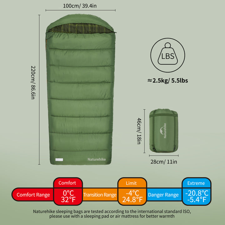 M Series™ Wide Flannel Sleeping Bag 32°F / 0°C - Naturehike