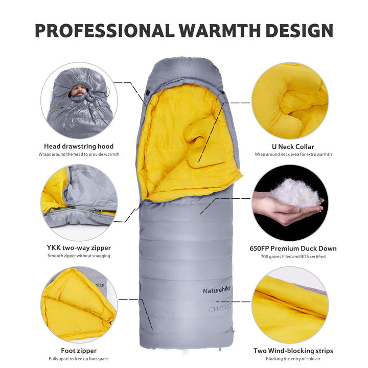 CW™1000 Down Ultralight Sleeping Bag 12°F / -11.1°C - Naturehike