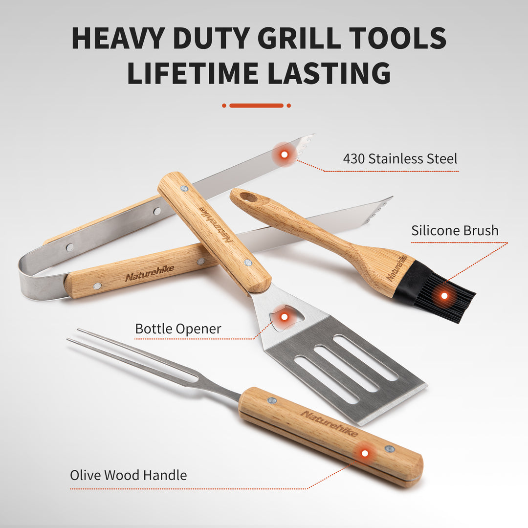4-Piece Barbecue Tool Set - Naturehike