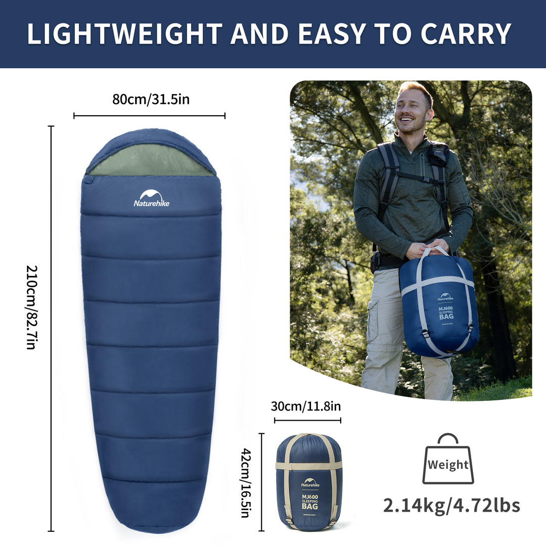 Mujin™ MJ600 Synthetic Mummy Sleeping Bag 23°F / -5°C - Naturehike