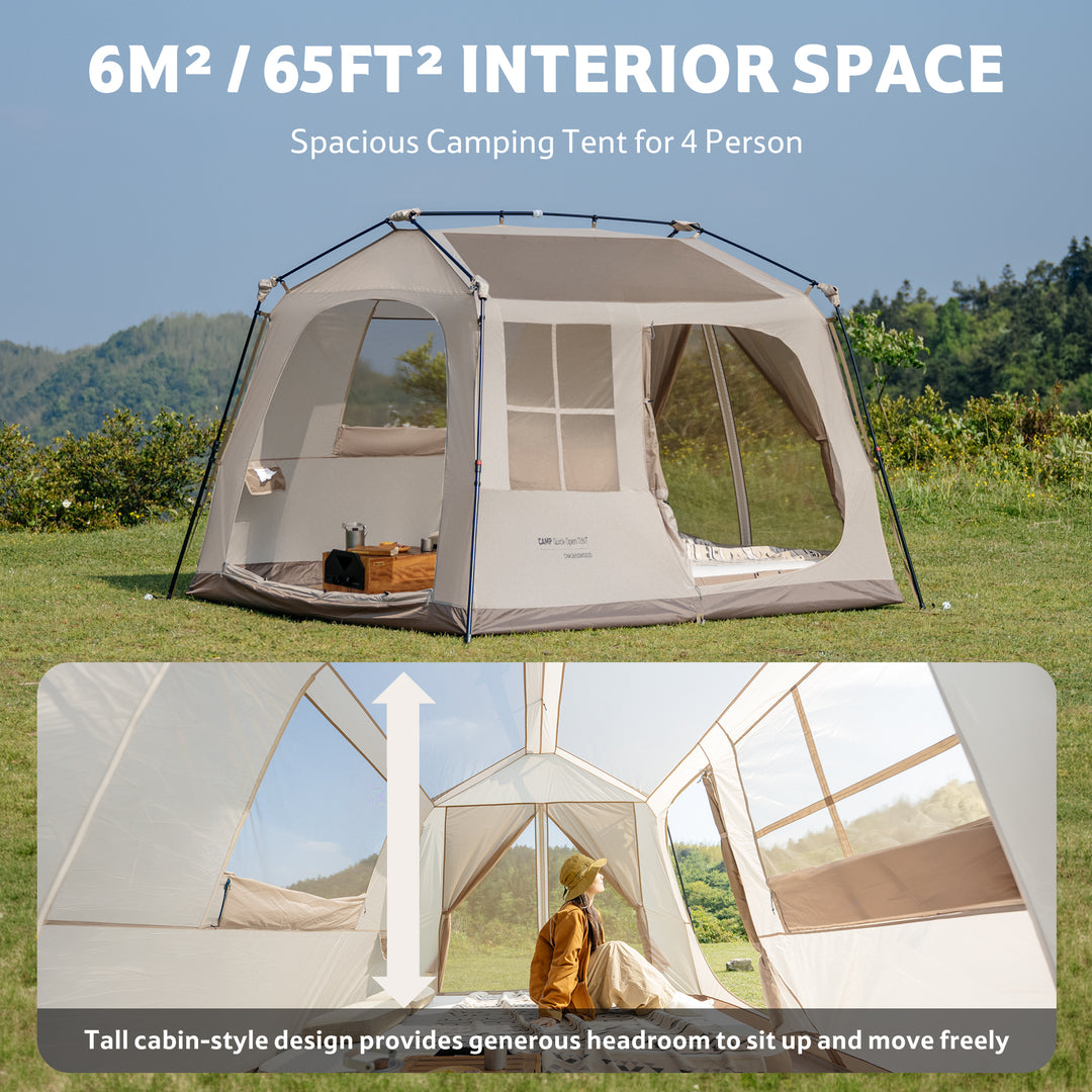 Village™ 6.0 New 4-Person Instant Cabin Tent - Naturehike
