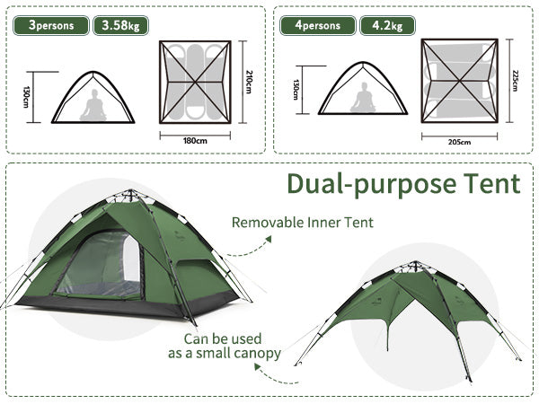 4 People Pop-up Camping Tent - Naturehike