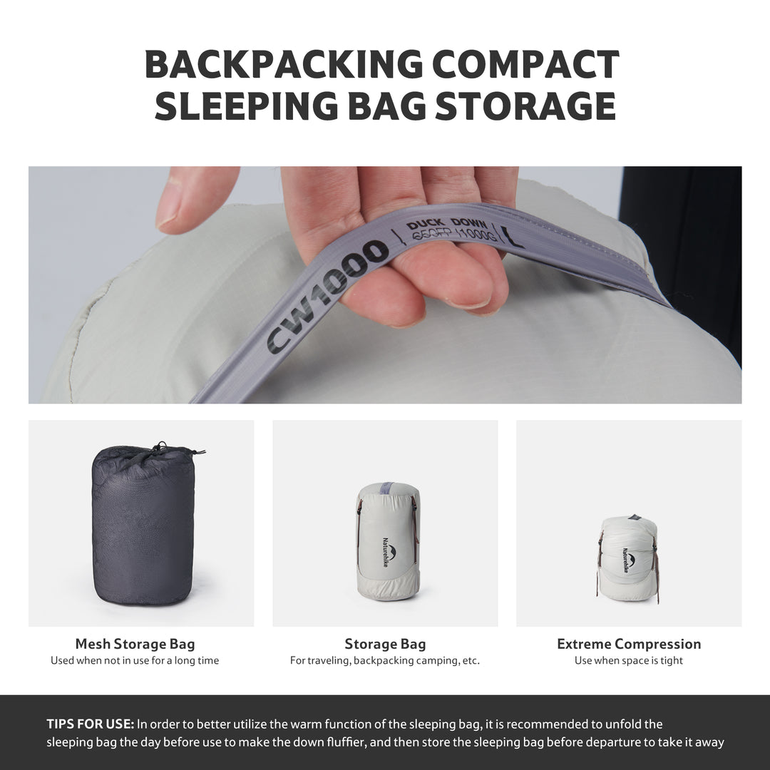 CW™1000 Down Ultralight Sleeping Bag 12°F / -11.1°C - Naturehike