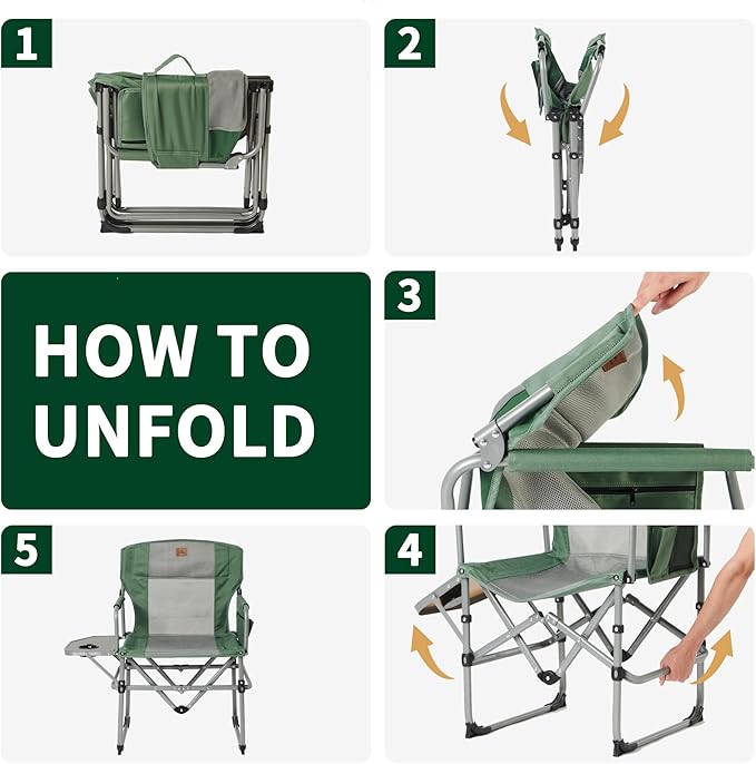 Naturehike Folding Camping Director Chair with Side Table and Storage Pockets - Naturehike