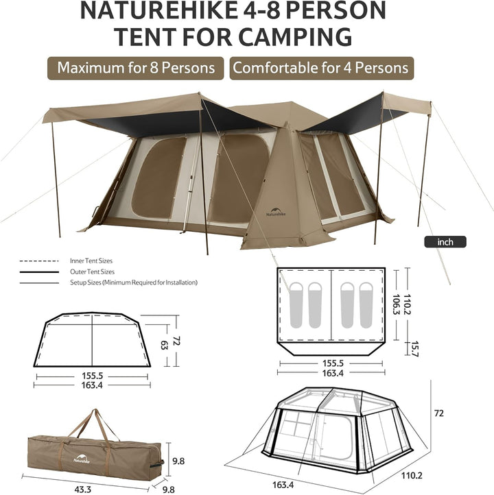 Village™ 13 PRO 6-Person Instant Cabin Tent - Naturehike