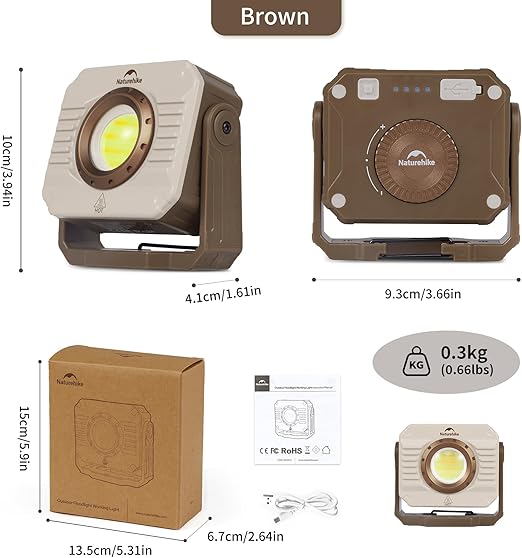 Naturehike LED Work Light 1200 Lumen Rechargeable Waterproof - Naturehike