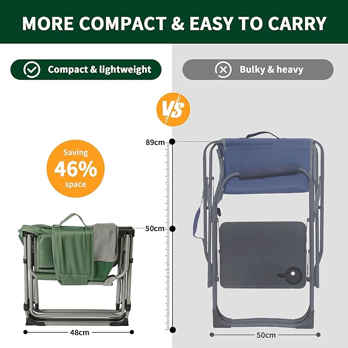 Naturehike Folding Camping Director Chair with Side Table and Storage Pockets - Naturehike