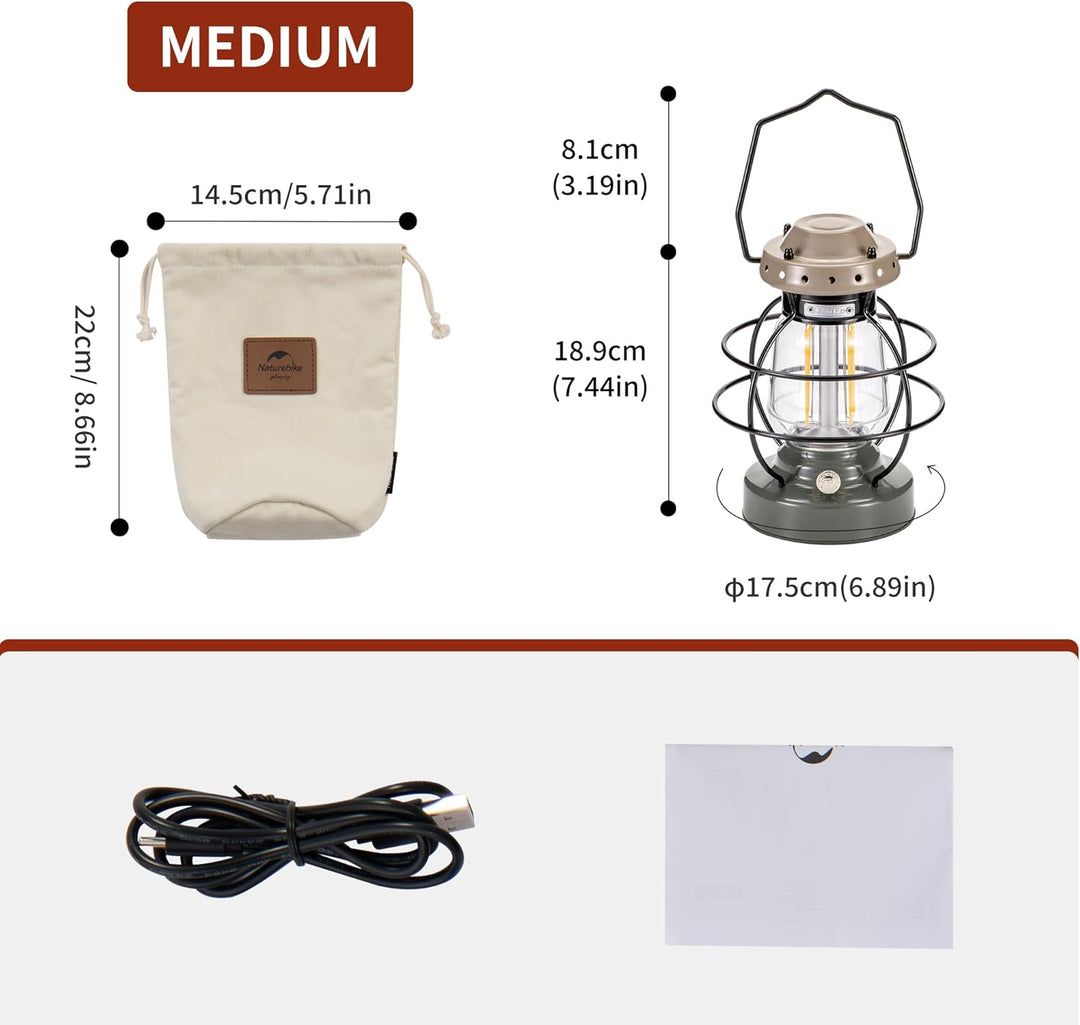 Naturehike LED Camping Lamp 7500mAh Rechargeable IPX4 Waterproof 55h Runtime - Naturehike