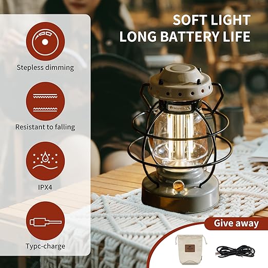 Naturehike Camping Lamp 3000mAh Rechargeable IPX4 Waterproof Dimmable LED Lantern - Naturehike