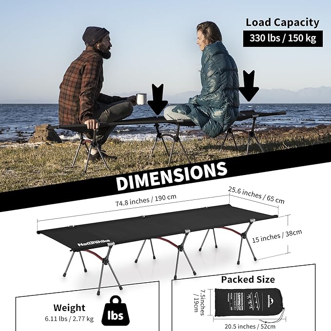 ArmyWild™ XJC04 Folding Camping Cot - Naturehike