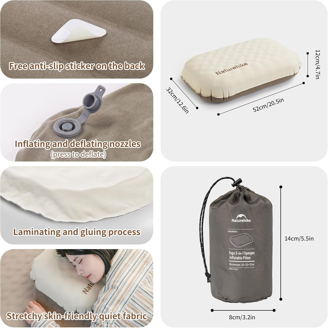 YuGu™ Hybrid Foam-Inflatable Camping Pillow - Naturehike