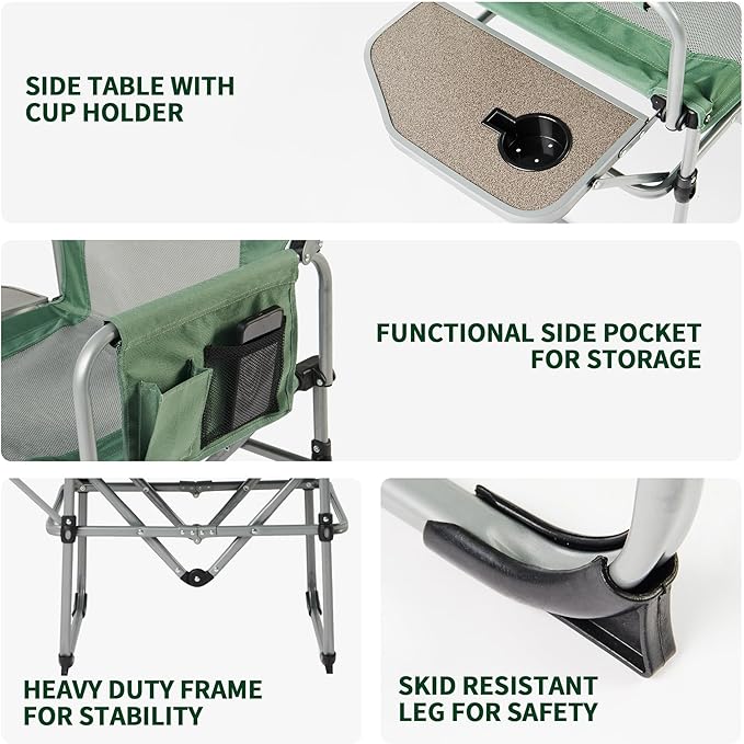 Naturehike Folding Camping Director Chair with Side Table and Storage Pockets - Naturehike