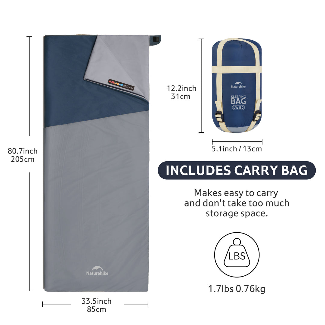 LW180™ Synthetic Sleeping Bag 59°F / 15°C - Naturehike