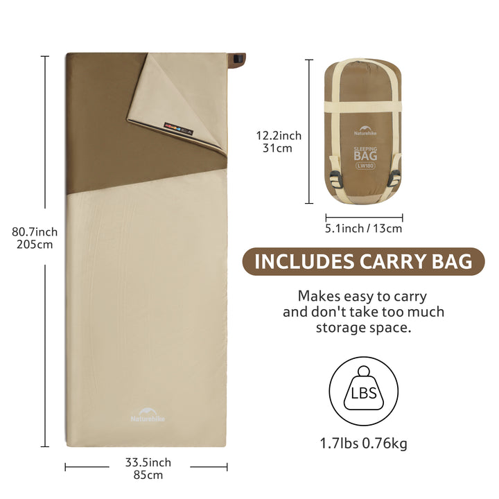 LW180™ Synthetic Sleeping Bag 59°F / 15°C - Naturehike