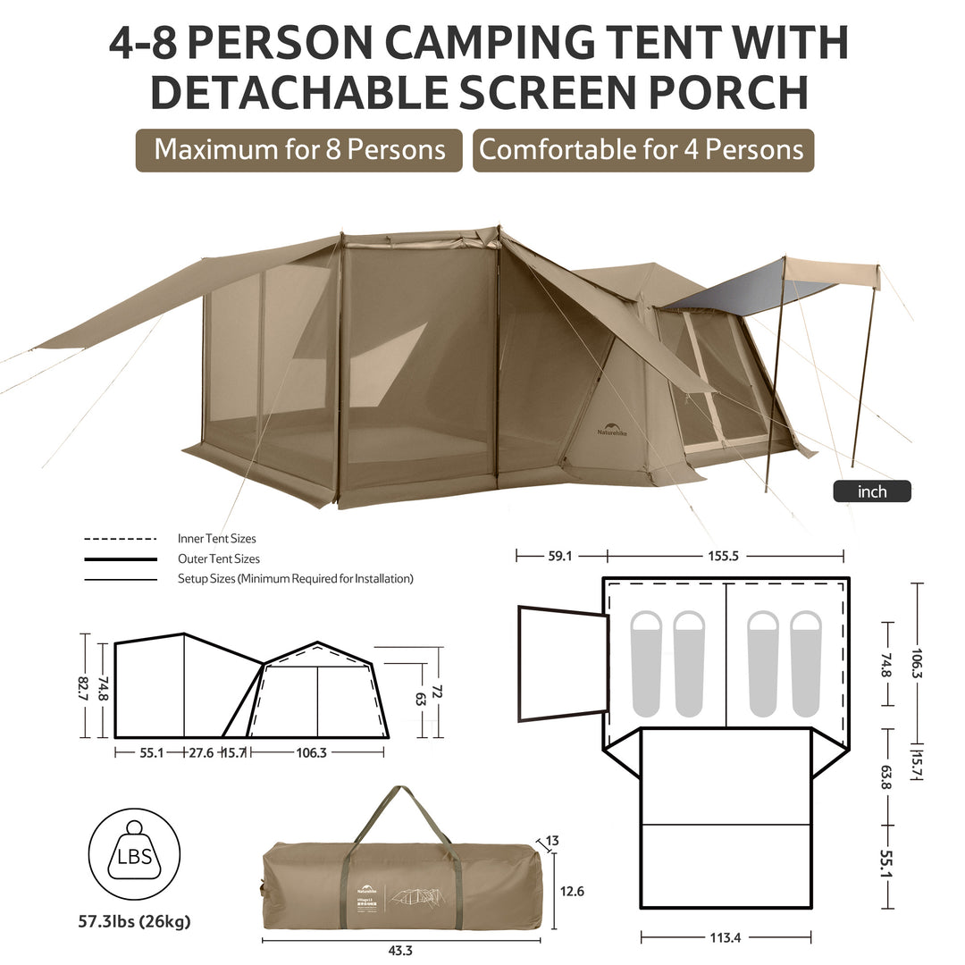 Village™ 13 Flagship PRO 8-Person Instant Cabin Tent - Naturehike