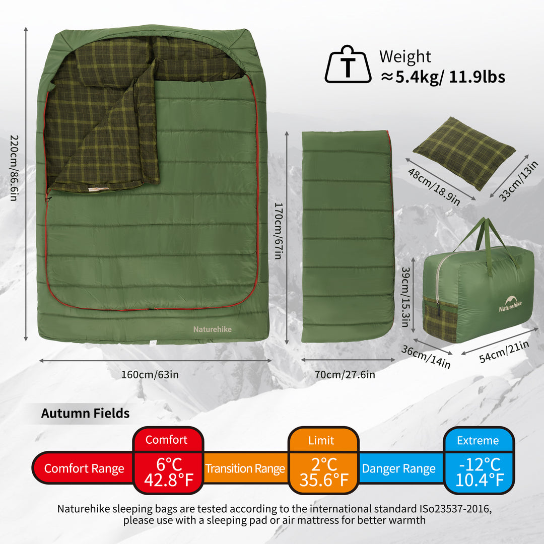 AutumnField™ Double Synthetic Sleeping Bag 43°F / 6°C - Naturehike
