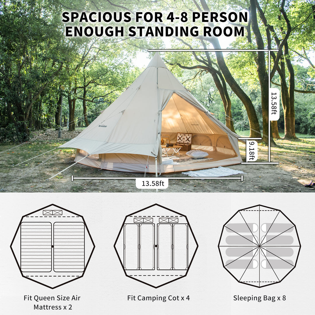 Brighten 12.3 4 Person Glamping Tent - Naturehike