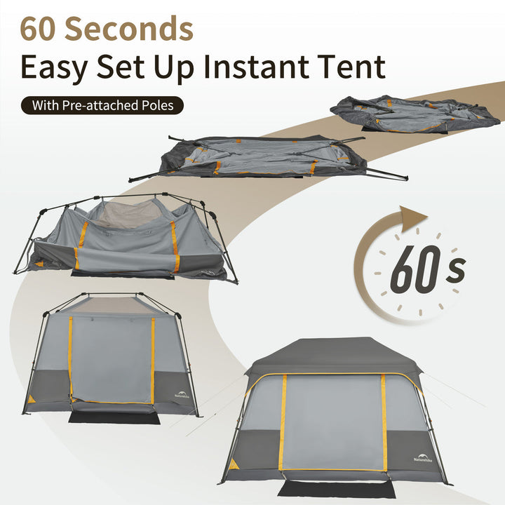 Cape™ 5.2 4-Person Square Pop-Up Camping Tent - Naturehike