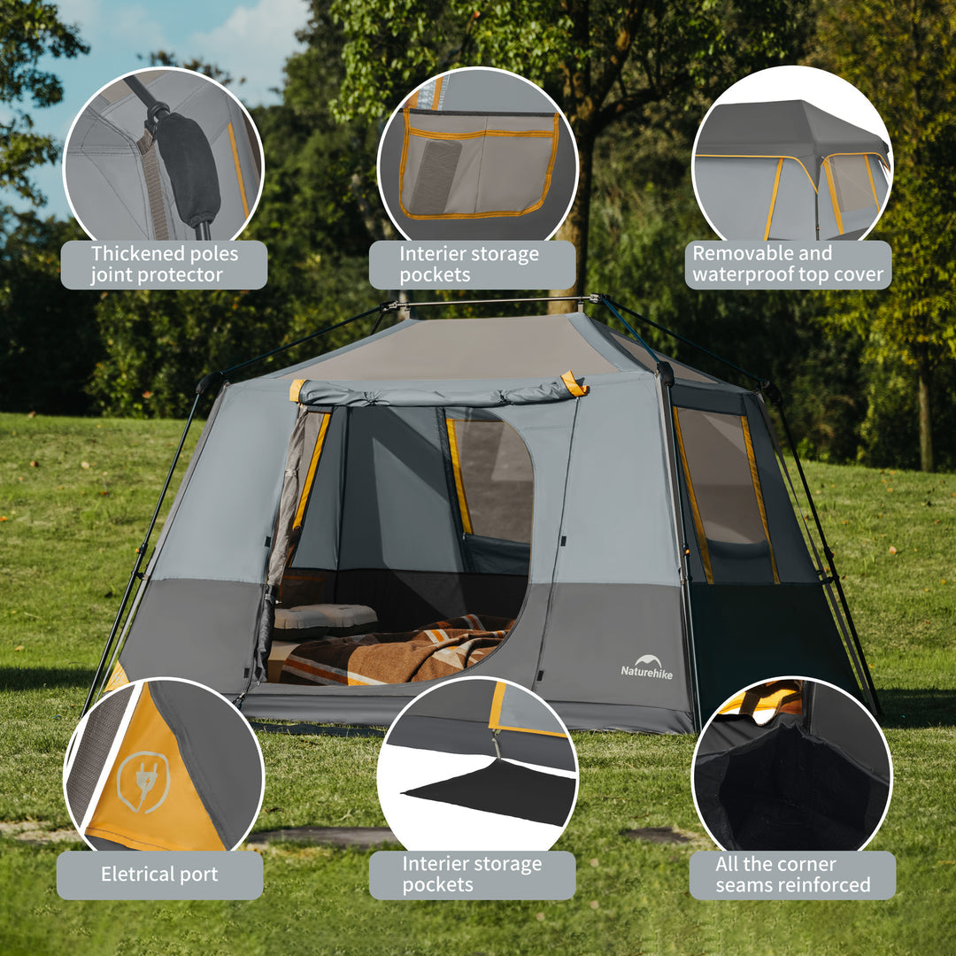 Cape™ 5.2 4-Person Square Pop-Up Camping Tent - Naturehike
