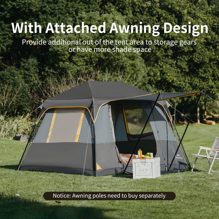 Cape™ 5.2 4-Person Square Pop-Up Camping Tent - Naturehike