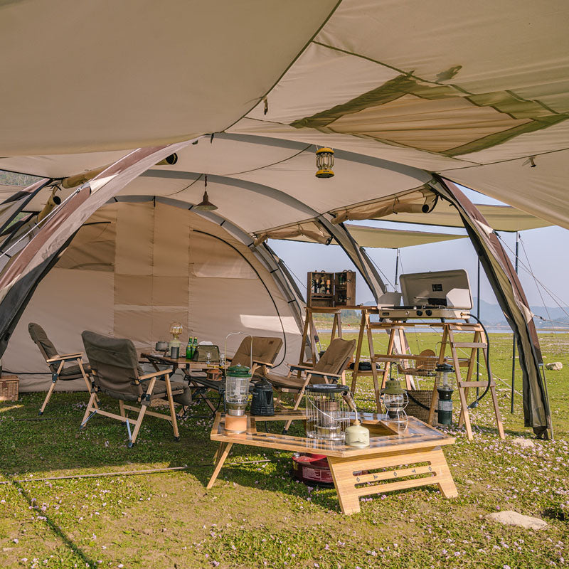 Dimensions of Large Tunnel Tent: 845 × 435 × 220 cm (332.7 × 171.3 × 86.6 in)