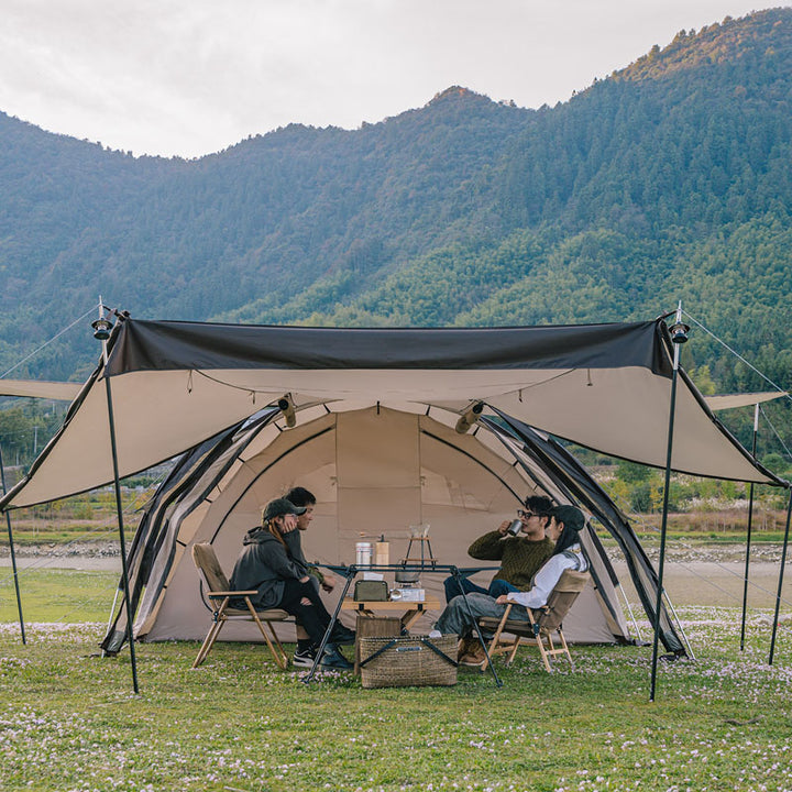 Medium Tunnel Tent in use for group outdoor adventures