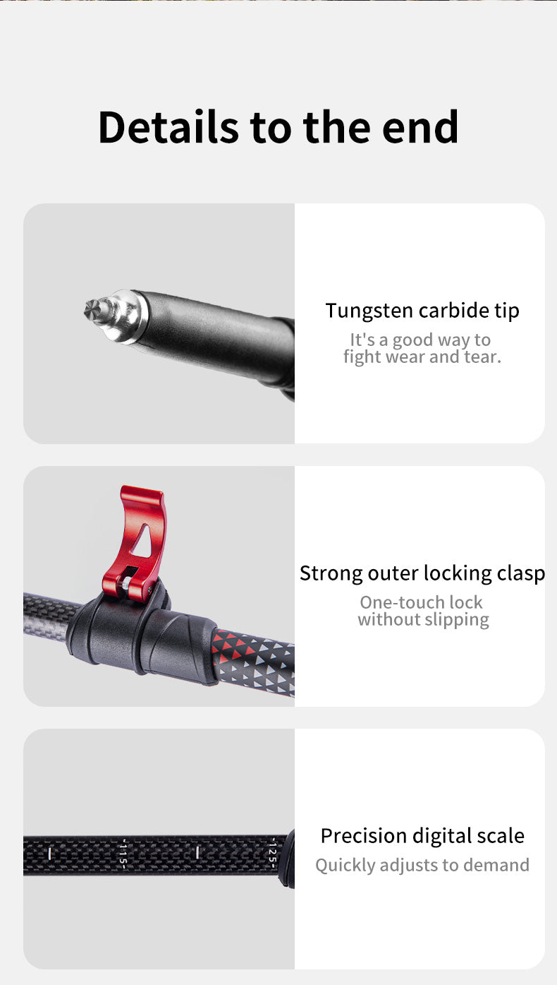 Far Wind™ Three-section Telescopic Carbon Trekking Pole - Naturehike