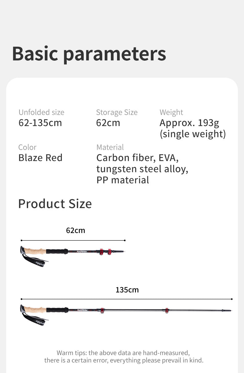 Far Wind™ Three-section Telescopic Carbon Trekking Pole - Naturehike