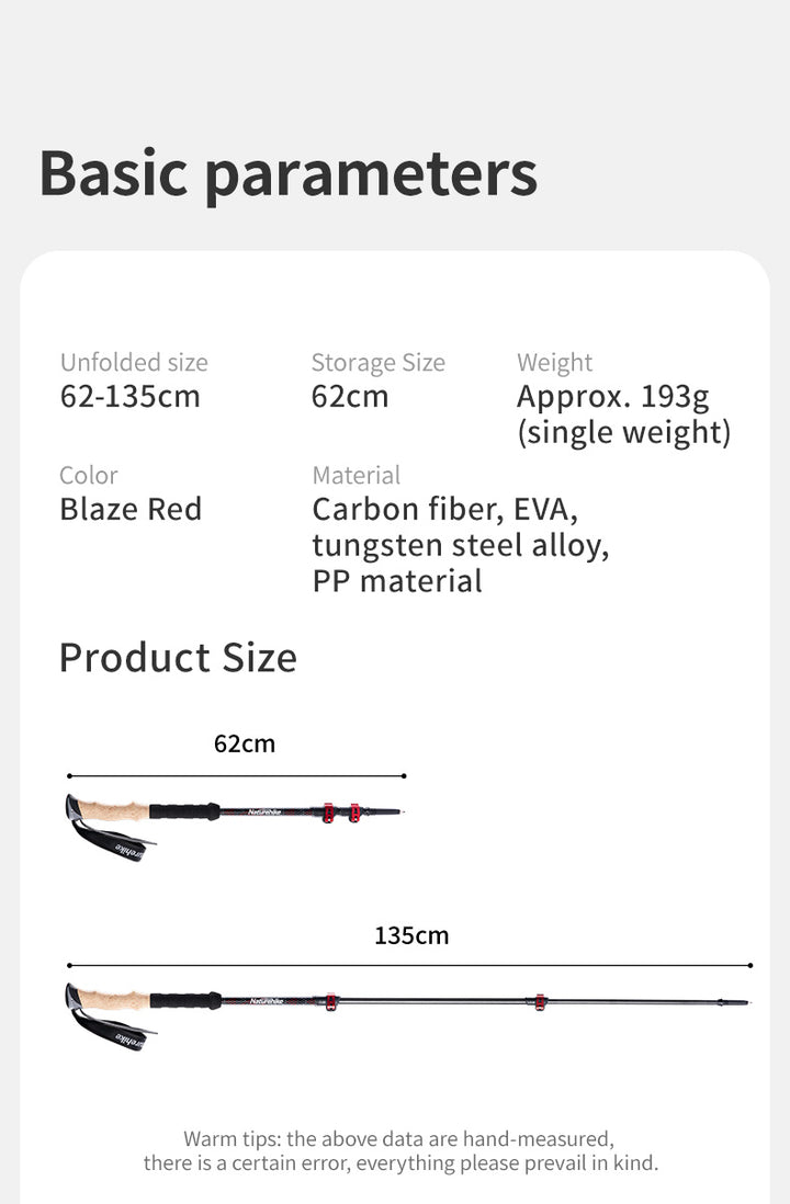 Far Wind™ Three-section Telescopic Carbon Trekking Pole - Naturehike