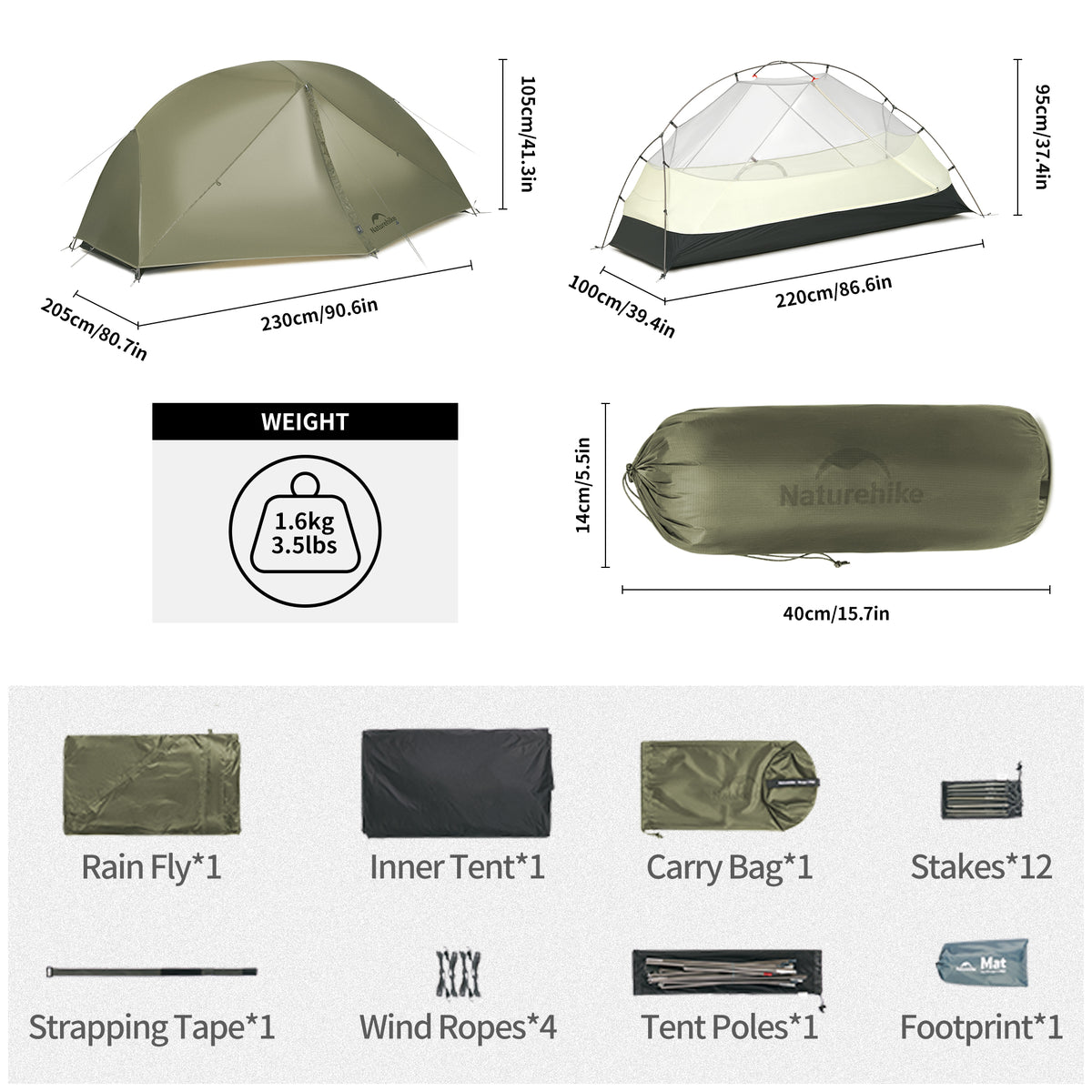 Mongar™ Pro 1-Person Ultralight Backpacking Tent - Naturehike