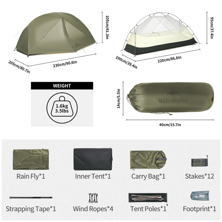 Mongar™ Pro 1-Person Ultralight Backpacking Tent - Naturehike