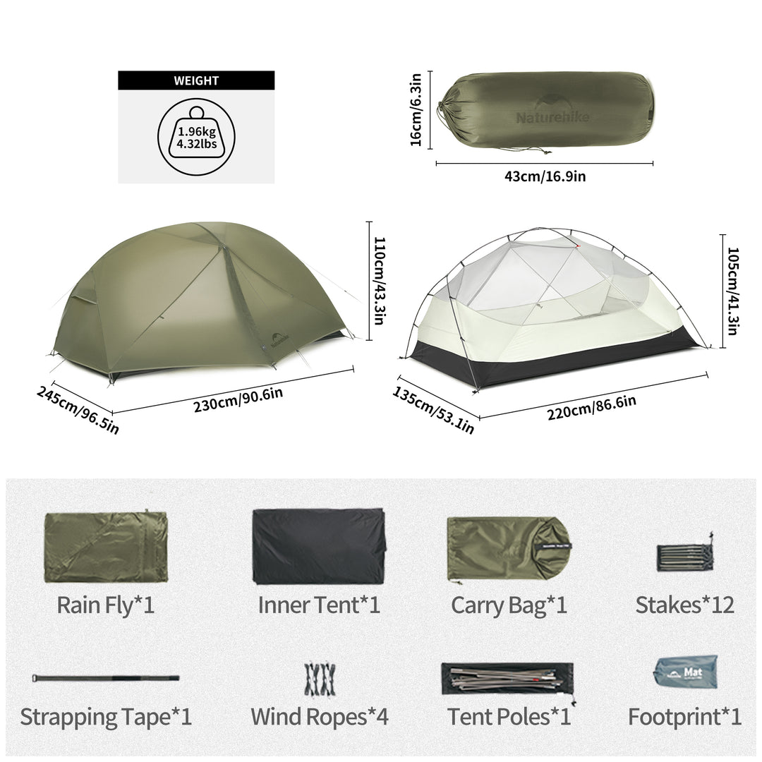 Mongar™ Pro 2-Person Ultralight Backpacking Tent - Naturehike