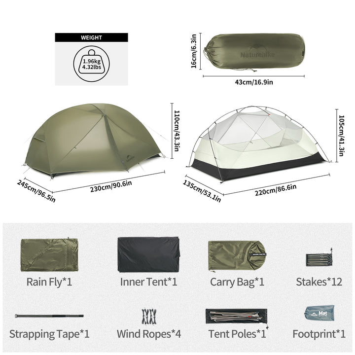 Mongar™ Pro 2-Person Ultralight Backpacking Tent - Naturehike