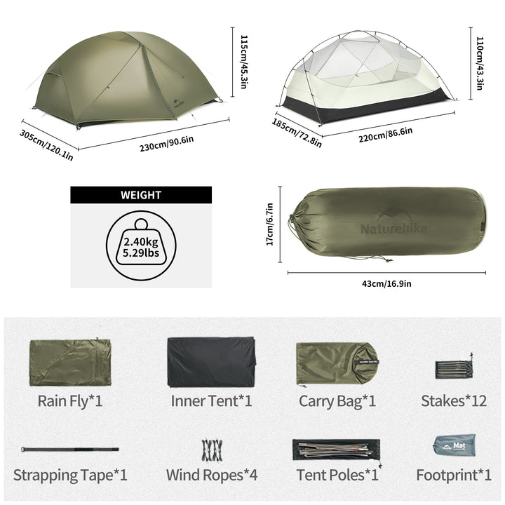 Mongar™ Pro 3-Person Ultralight Backpacking Tent - Naturehike