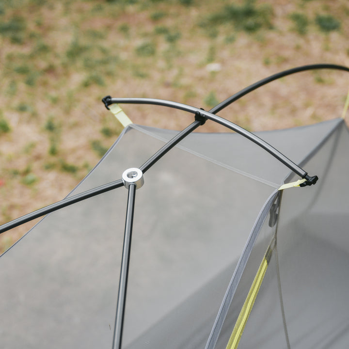 Interior of Naturehike Star Trail tent showing elevated center peak and spacious headroom for sitting upright.