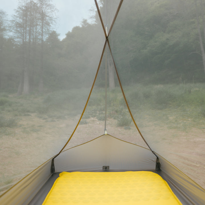 Ventilation feature of Naturehike Star Trail tent, mesh inner tent and elevated clearance for airflow and bug protection.