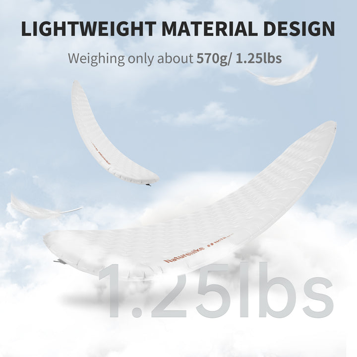 Naturehike TuYe ultralight inflatable sleeping pad lightweight design, easy to carry and ideal for backpacking, hiking, and camping, providing insulated comfort without adding extra weight.