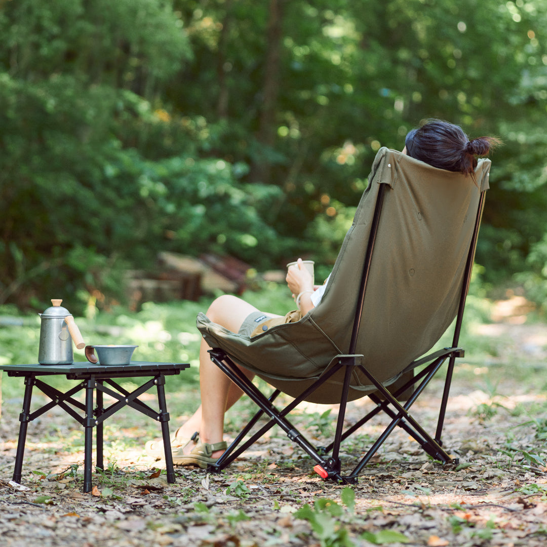 Army green Seastar backrest at 90° and 145° adjustable angles